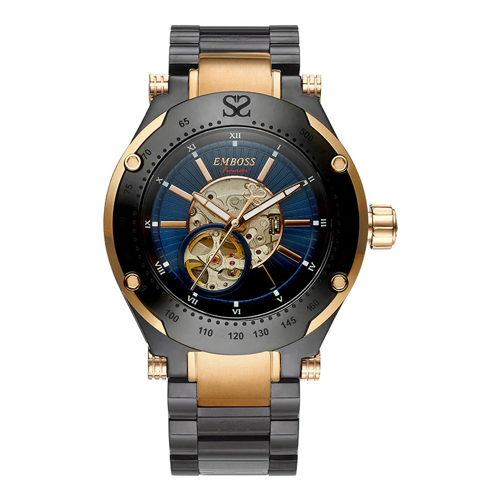 שעון יד לגבר שעון EMBOSS Premier Skeleton EMPRSKBRNMB000