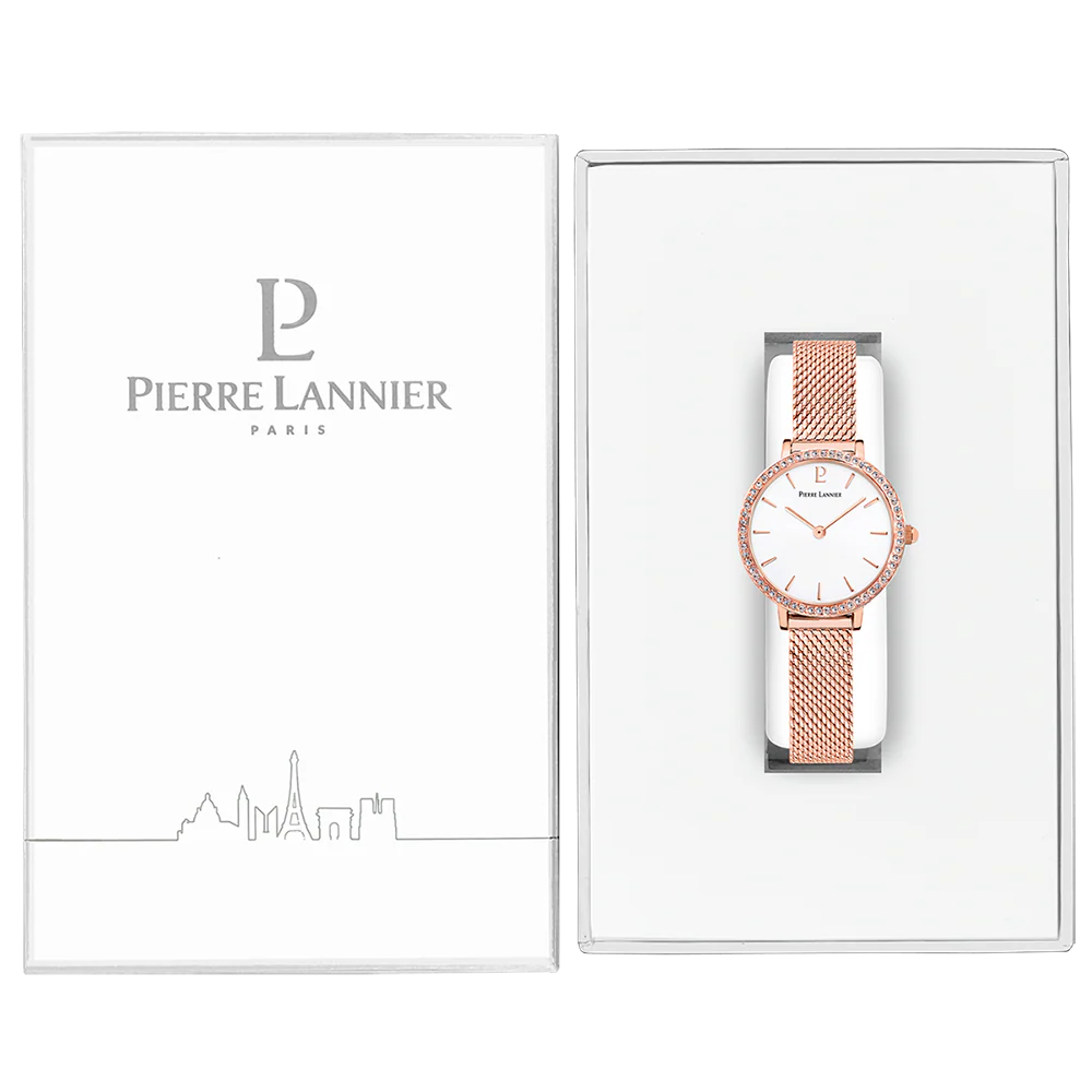 שעון יד לאישה רוזגולד משובץ קריסטלים PIERRE LANNIER 023L928 - Image 5