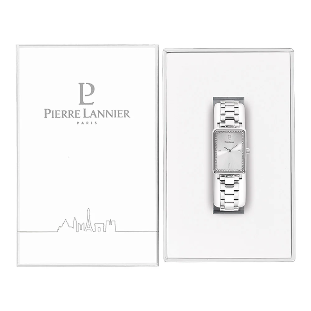 שעון יד כסוף משובץ קריסטלים לאישה PIERRE LANNIER 073H621 - Image 5