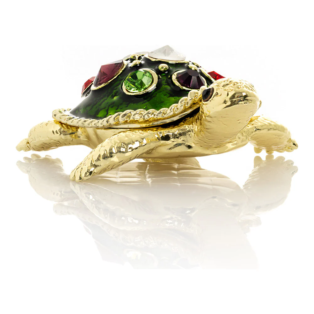 צב מוזהב עם שריון ירוק וקריסטלים T1090 - Image 3