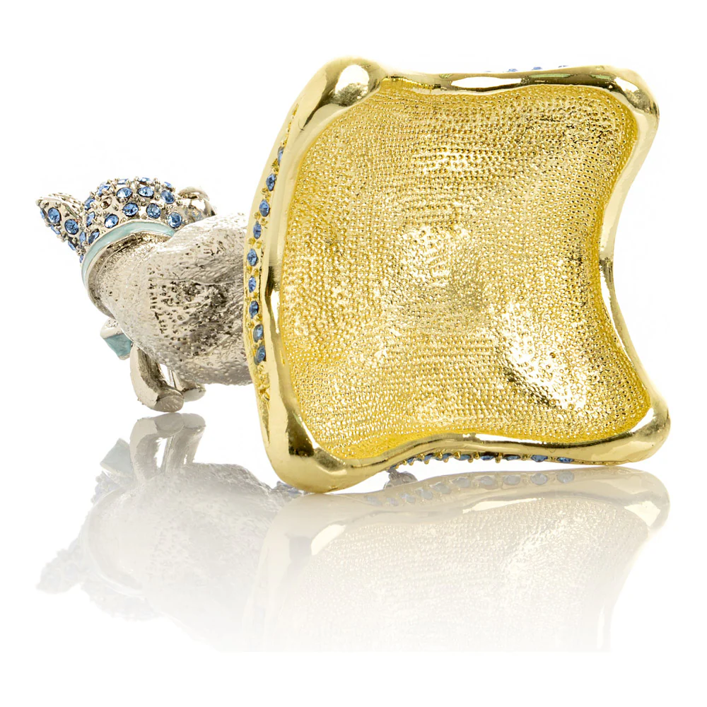חתול כסף עם קריסטלים כחולים C2461 - Image 19