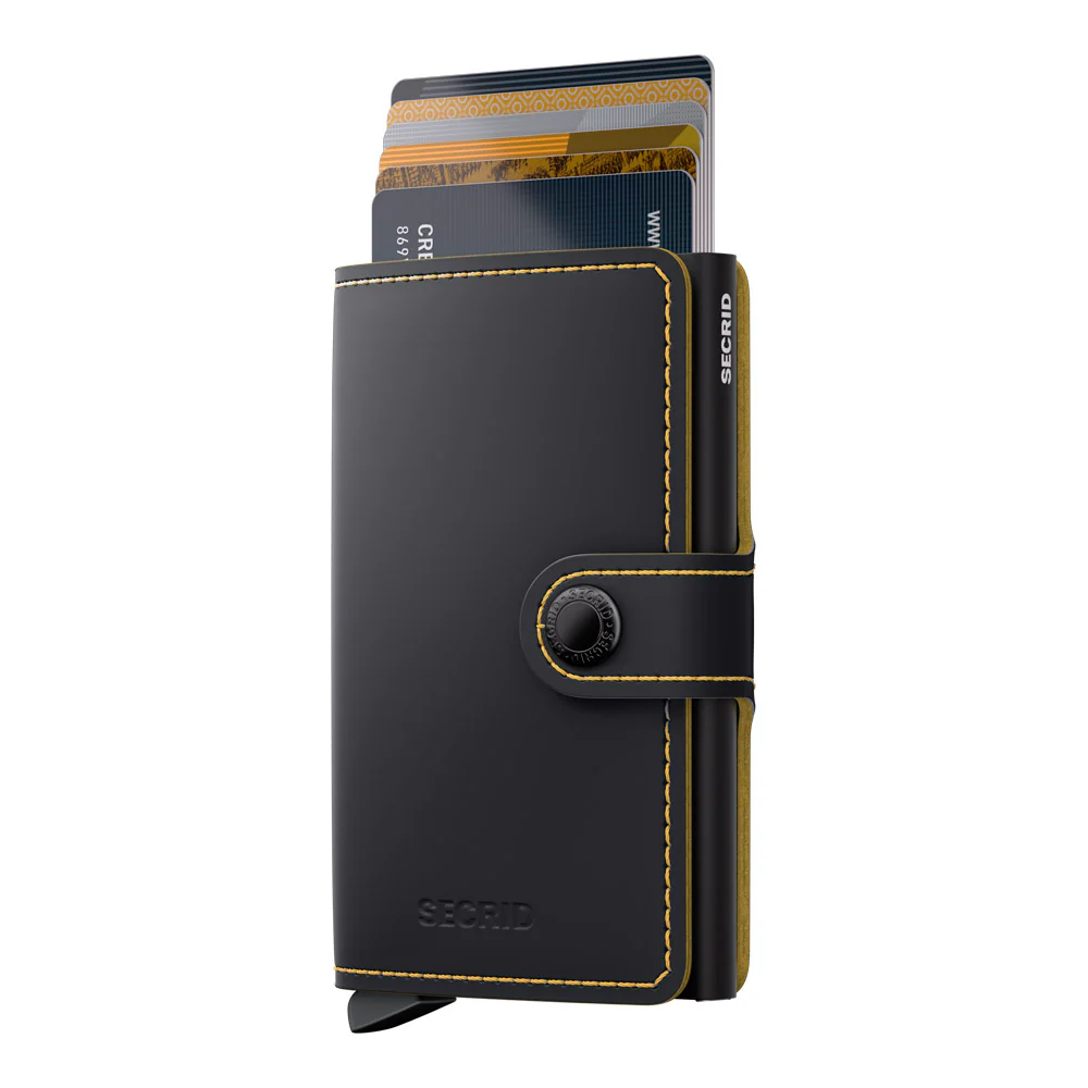 ארנק SECRID כרטיסים נשלפים Mini wallet Matte Black & Ochre - Image 2