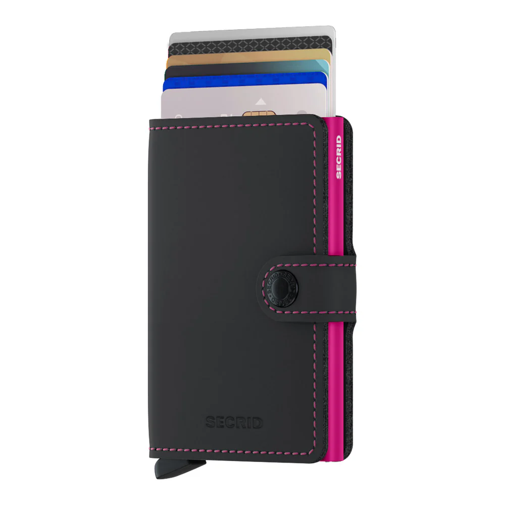 ארנק SECRID כרטיסים נשלפים Mini wallet Matte Black & fuchsia - Image 2