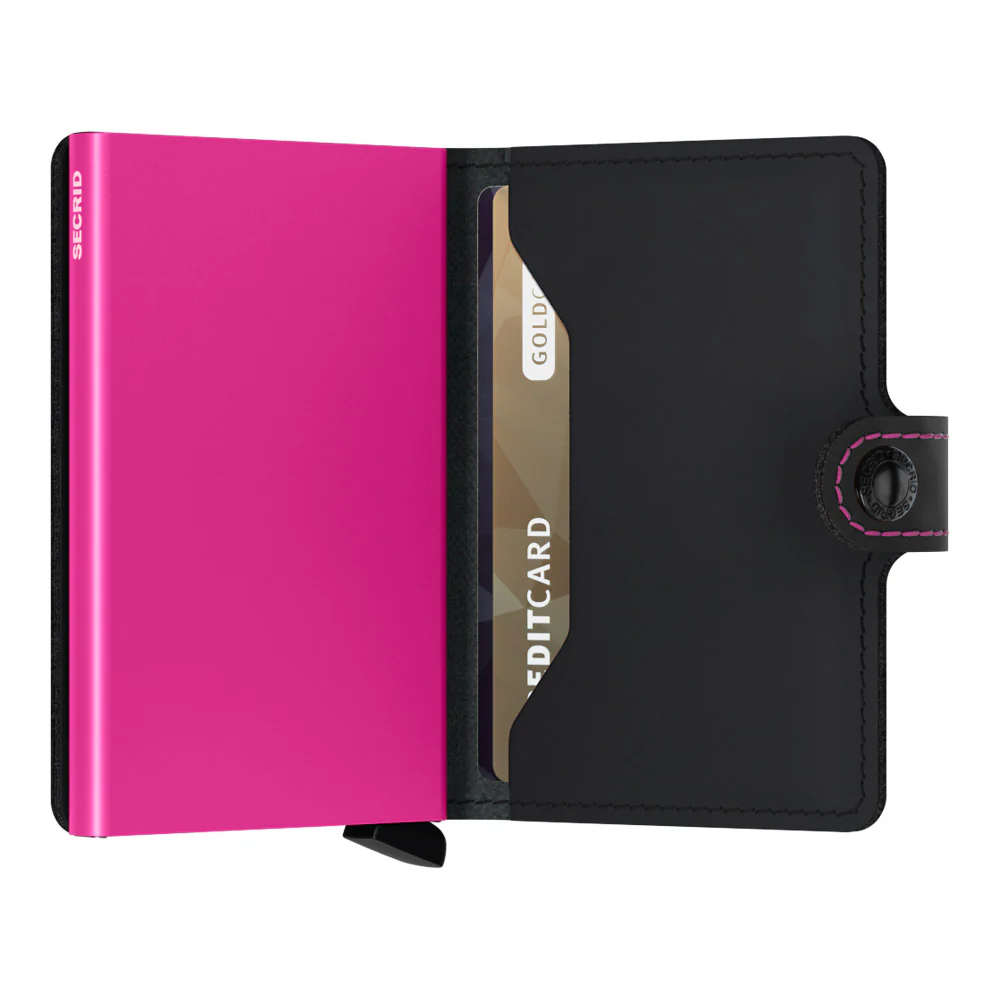 ארנק SECRID כרטיסים נשלפים Mini wallet Matte Black & fuchsia - Image 3