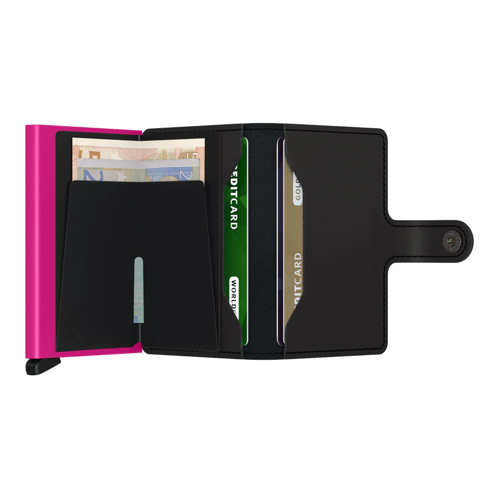 ארנק SECRID כרטיסים נשלפים Mini wallet Matte Black & fuchsia - Image 4