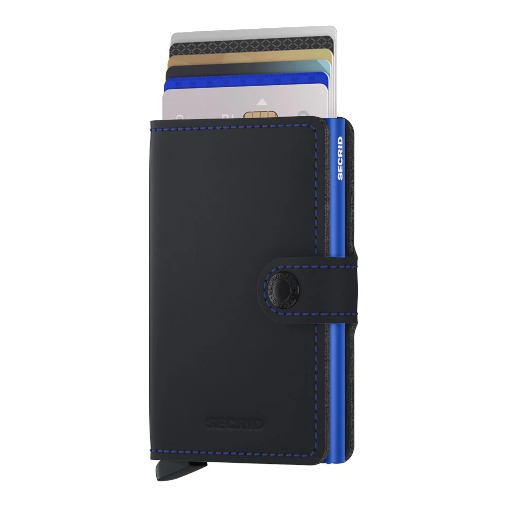 ארנק SECRID כרטיסים נשלפים Miniwallet Matte Black & Blue - Image 2