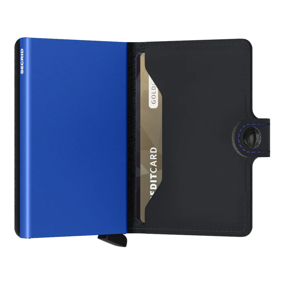 ארנק SECRID כרטיסים נשלפים Miniwallet Matte Black & Blue - Image 3