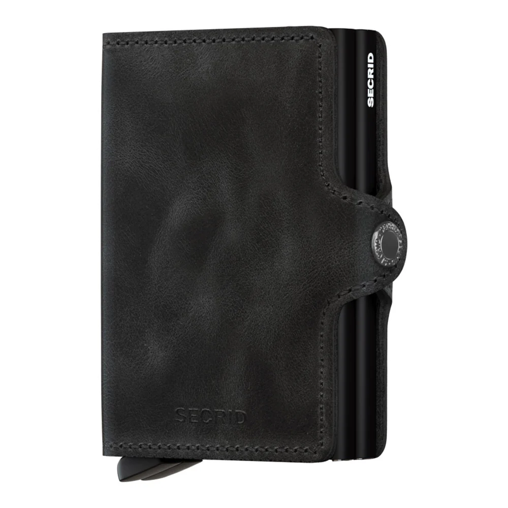 ארנק כרטיסים נשלפים SECRID TWIMWALLET מעור בצבע שחור וינטג'