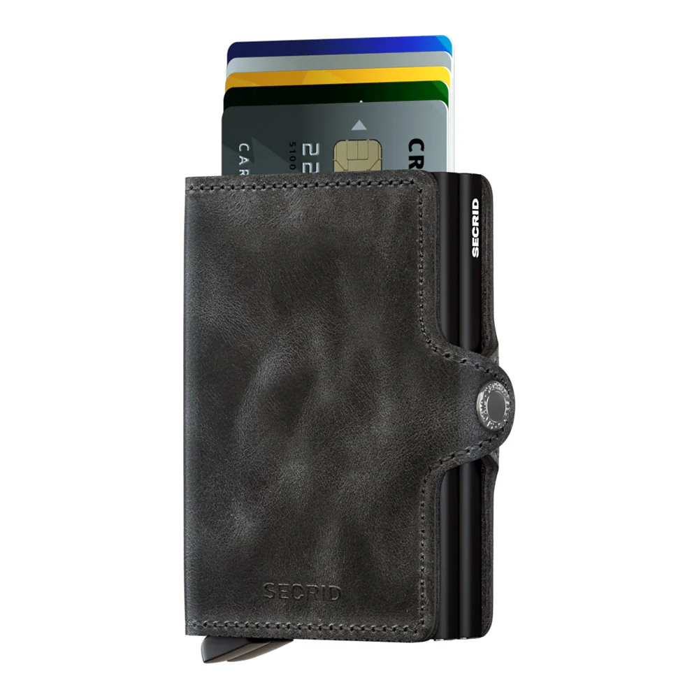 ארנק כרטיסים נשלפים SECRID TWIMWALLET מעור בצבע שחור וינטג' - Image 2
