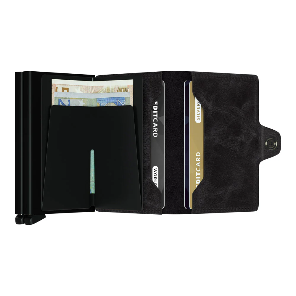 ארנק כרטיסים נשלפים SECRID TWIMWALLET מעור בצבע שחור וינטג' - Image 3
