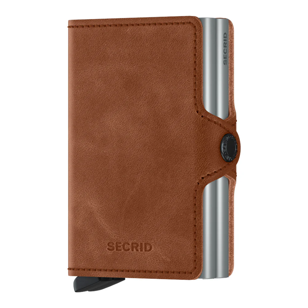 ארנק כרטיסים נשלפים SECRID TWIMWALLET מעור בצבע חום וינטג'