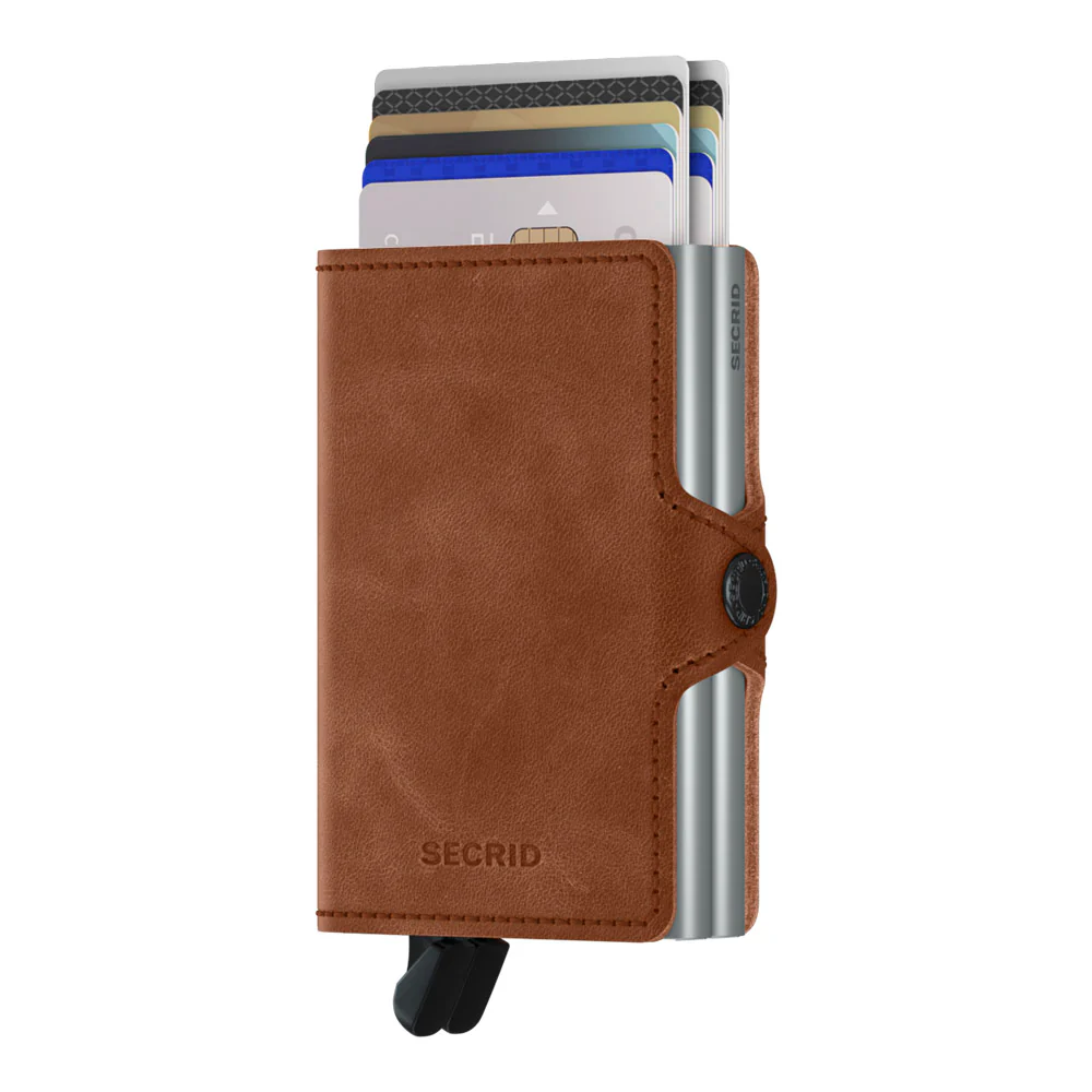 ארנק כרטיסים נשלפים SECRID TWIMWALLET מעור בצבע חום וינטג' - Image 2