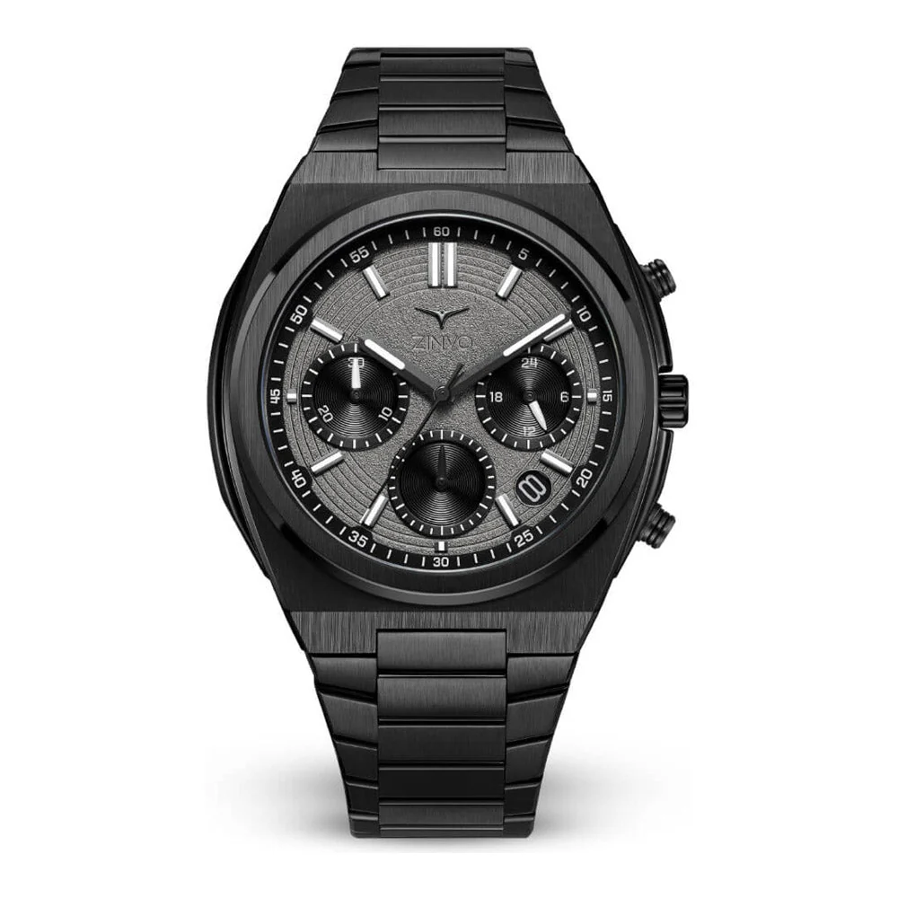 שעון יד לגבר ZINVO מסדרת CHRONO דגם BLACK