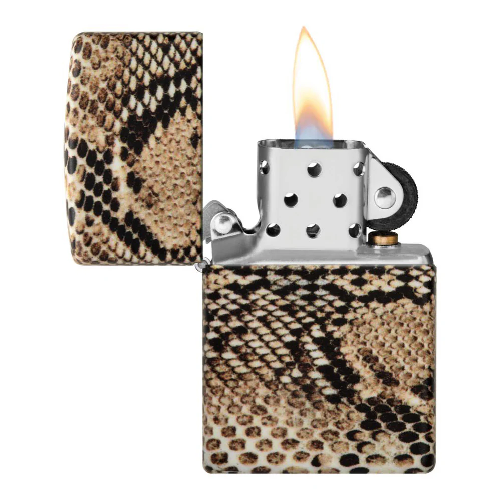 מצית זיפו הדפס עור נחש חום - Image 3