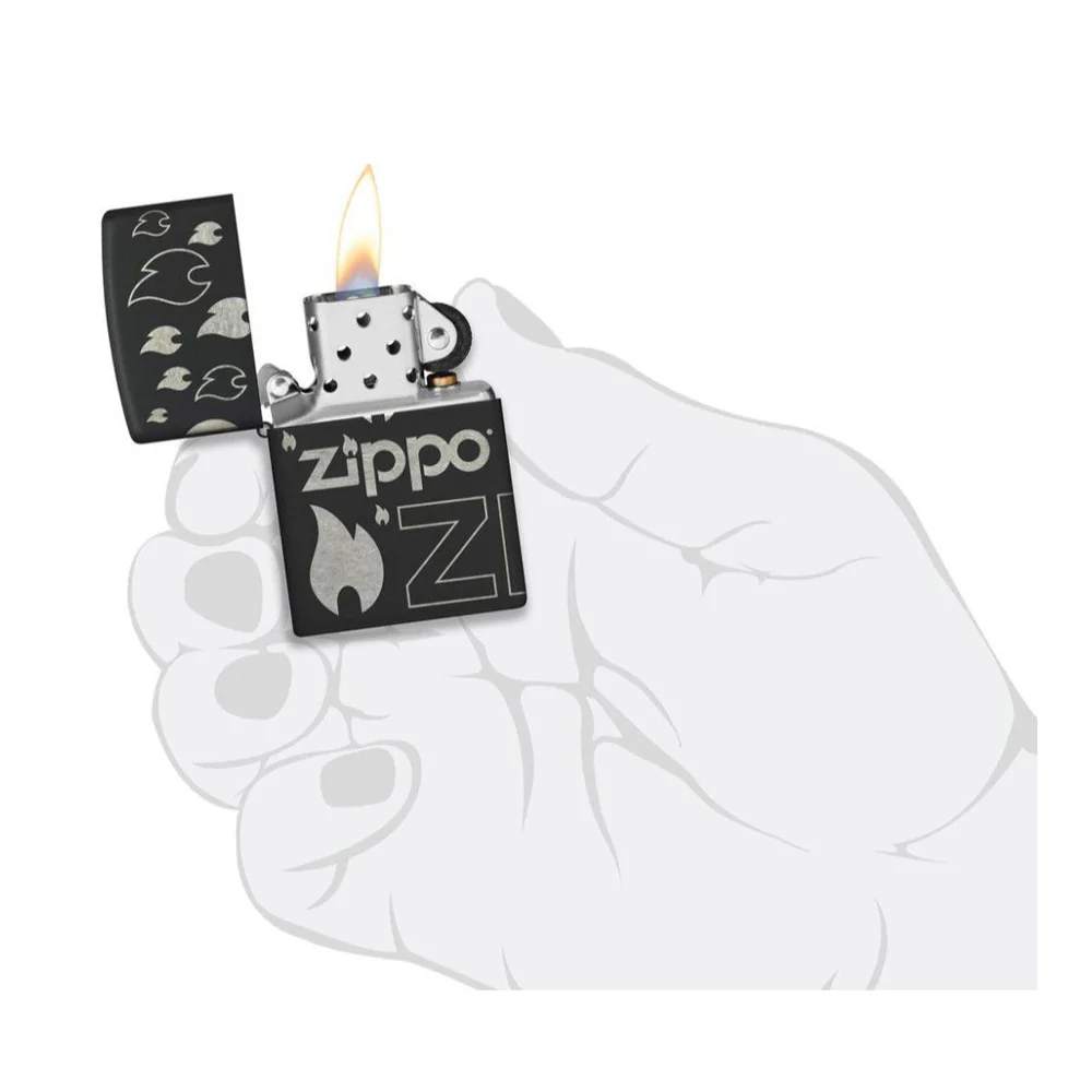 מצית זיפו לוגו ולהבות 360° - Image 8