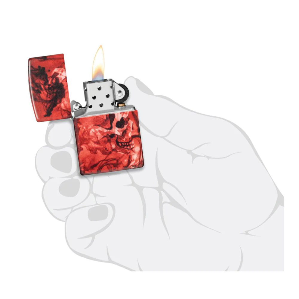 מצית זיפו גולגולת חבויה אדום - Image 9