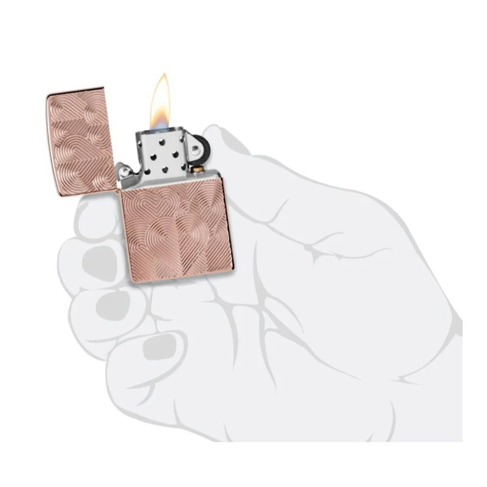 מצית זיפו לבבות חרוטים - Image 6