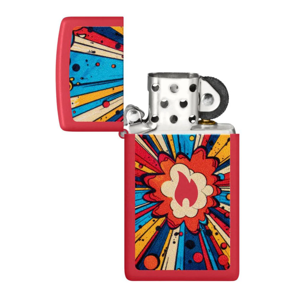 מצית זיפו צר POW אדום - Image 3
