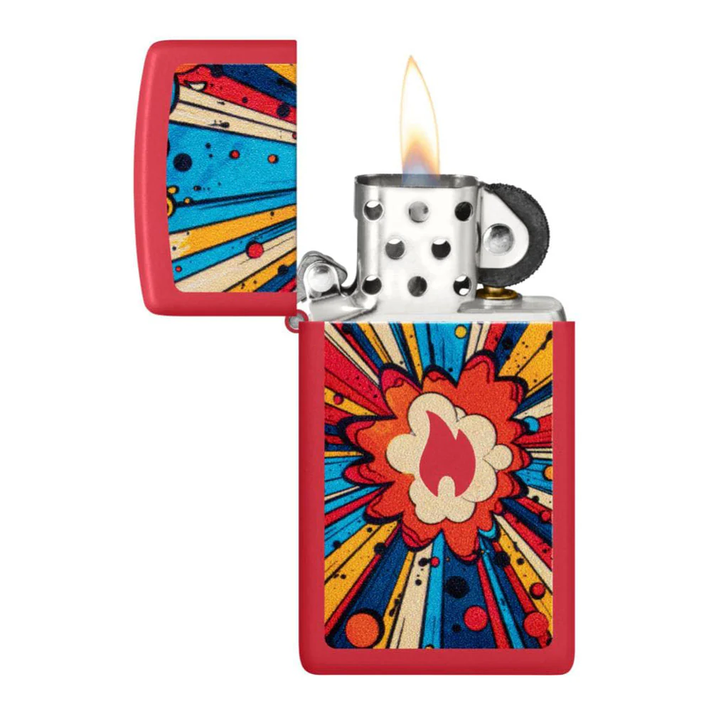 מצית זיפו צר POW אדום - Image 4